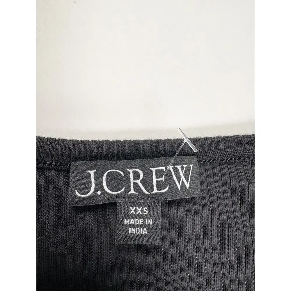 J.Crew Black Mixed Media Ribbed Tank Maxi Dress XXS Cotton Capsule Quiet Luxury